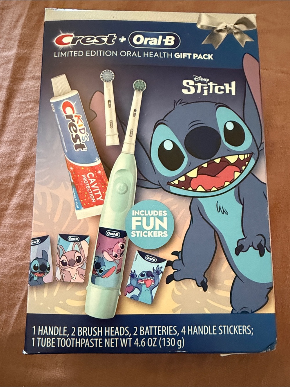 Crest Kids Stitch Mint Green Electric Toothbrush Gift Pack New